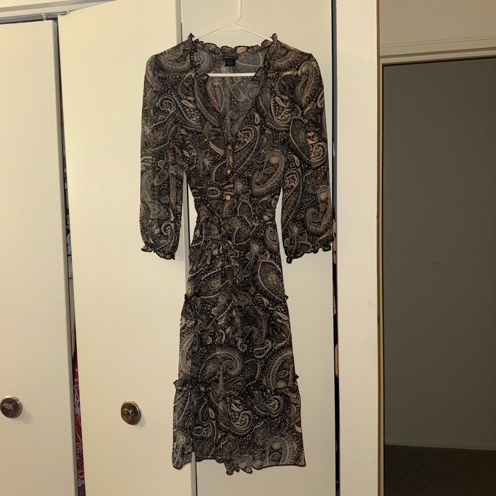 Elegant Paisley Long Sleeve Dress